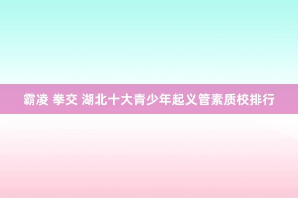 霸凌 拳交 湖北十大青少年起义管素质校排行