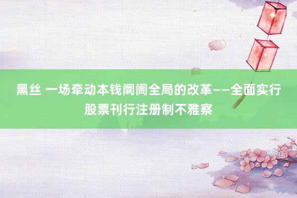 黑丝 一场牵动本钱阛阓全局的改革——全面实行股票刊行注册制不雅察