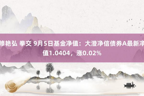 修艳弘 拳交 9月5日基金净值：大澄净信债券A最新净值1.0404，涨0.02%