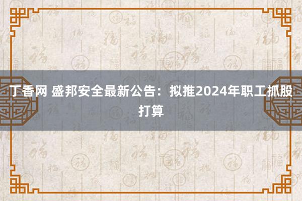 丁香网 盛邦安全最新公告：拟推2024年职工抓股打算