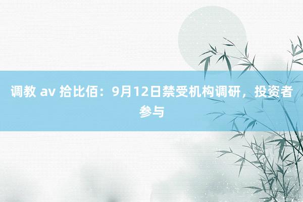 调教 av 拾比佰：9月12日禁受机构调研，投资者参与