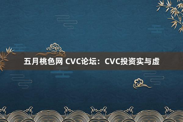 五月桃色网 CVC论坛：CVC投资实与虚