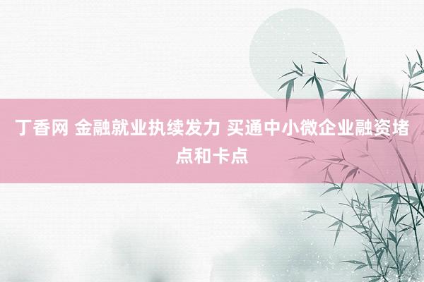 丁香网 金融就业执续发力 买通中小微企业融资堵点和卡点