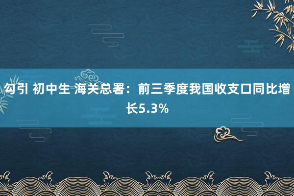 勾引 初中生 海关总署：前三季度我国收支口同比增长5.3%