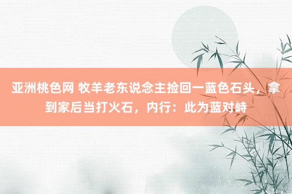 亚洲桃色网 牧羊老东说念主捡回一蓝色石头，拿到家后当打火石，内行：此为蓝对峙