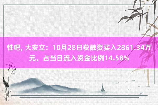 性吧， 大宏立：10月28日获融资买入2861.34万元，占当日流入资金比例14.58%