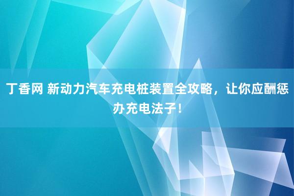 丁香网 新动力汽车充电桩装置全攻略，让你应酬惩办充电法子！