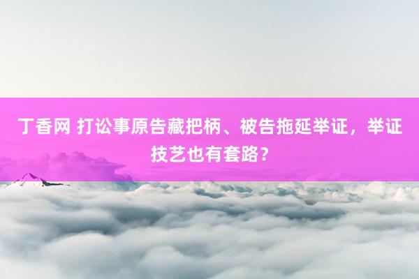 丁香网 打讼事原告藏把柄、被告拖延举证，举证技艺也有套路？