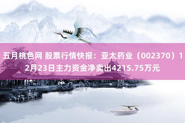 五月桃色网 股票行情快报：亚太药业（002370）12月23日主力资金净卖出4215.75万元