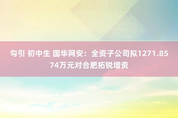 勾引 初中生 国华网安：全资子公司拟1271.8574万元对合肥拓锐增资