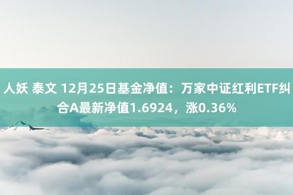 人妖 泰文 12月25日基金净值：万家中证红利ETF纠合A最新净值1.6924，涨0.36%