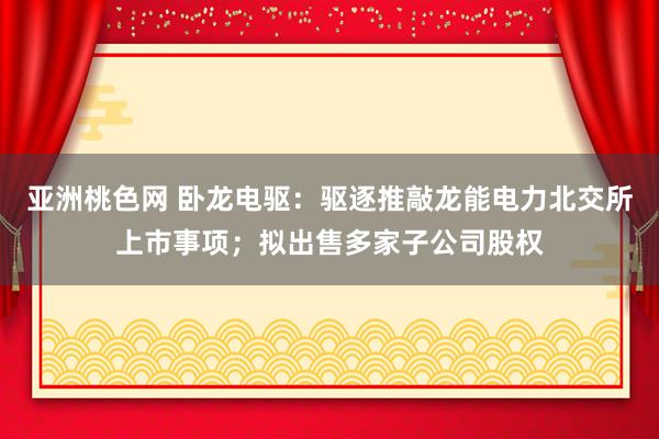 亚洲桃色网 卧龙电驱：驱逐推敲龙能电力北交所上市事项；拟出售多家子公司股权