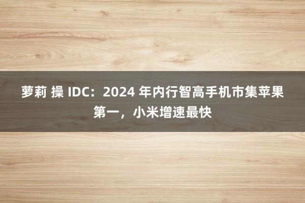 萝莉 操 IDC：2024 年内行智高手机市集苹果第一，小米增速最快