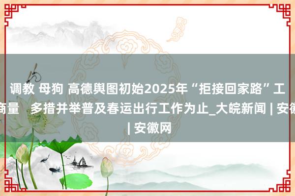 调教 母狗 高德舆图初始2025年“拒接回家路”工作商量   多措并举普及春运出行工作为止_大皖新闻 | 安徽网