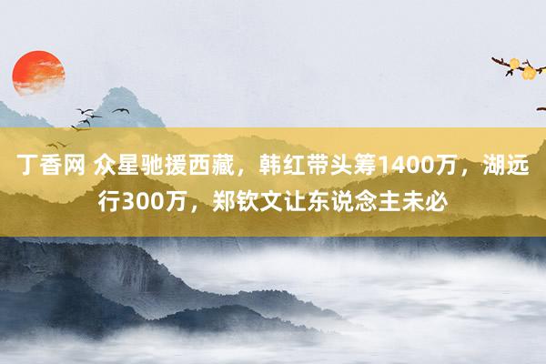 丁香网 众星驰援西藏，韩红带头筹1400万，湖远行300万，郑钦文让东说念主未必